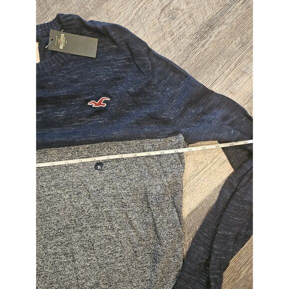 Hollister crewneck sweater lightweight new mens XL color block cotton blue gray - Picture 3 of 6